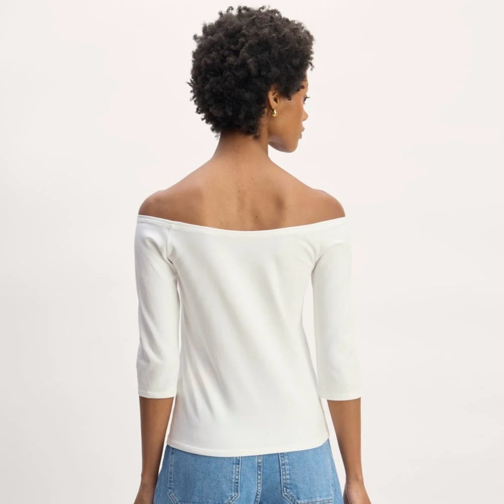 Everlane THE FORM OFF-SHOULDER TOP color White size medium - Picture 3 of 9